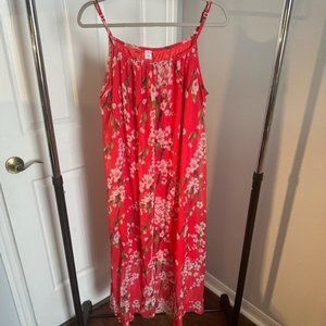 Asian Style Dress - Size EU XL - Flowers Bright Red